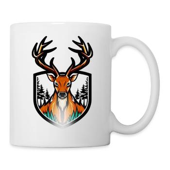 Großer Hirsch mit Geweih als Logo - Tasse - Weiß - Rechts