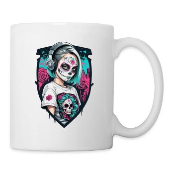 Sugar Skull Girl in a Shield Frame - Mug - white - Right