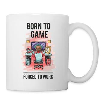 Né pour jouer forcé de travailler - Mug blanc - blanc - Droite
