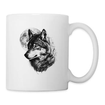 Wolf heult den Mond an - Tasse - Weiß - Rechts