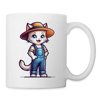 Cute Cat Farmer - Tasse - Weiß - Rechts