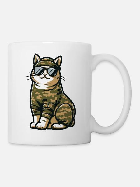 Chat camouflage Militaire - Mug blanc - blanc