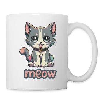 Kawaii Cat Whimsy - Adorable Meow Design - Mug - white - Right
