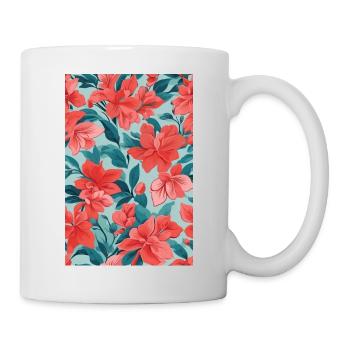 Rote Blumen - Tasse - Weiß - Rechts