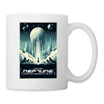 Neptun entdecken - Vintage Poster - Tasse - Weiß - Rechts