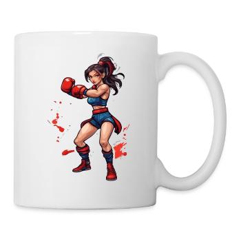 Boxeur / Sports / Combat / Arène / Ring de boxe / Poings - Mug blanc - blanc - Droite