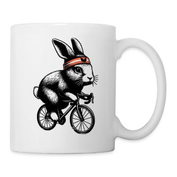 Radfahrendes Häschen - Tasse - Weiß - Rechts