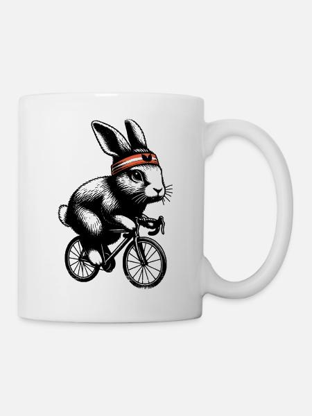 Radfahrendes Häschen - Tasse - Weiß