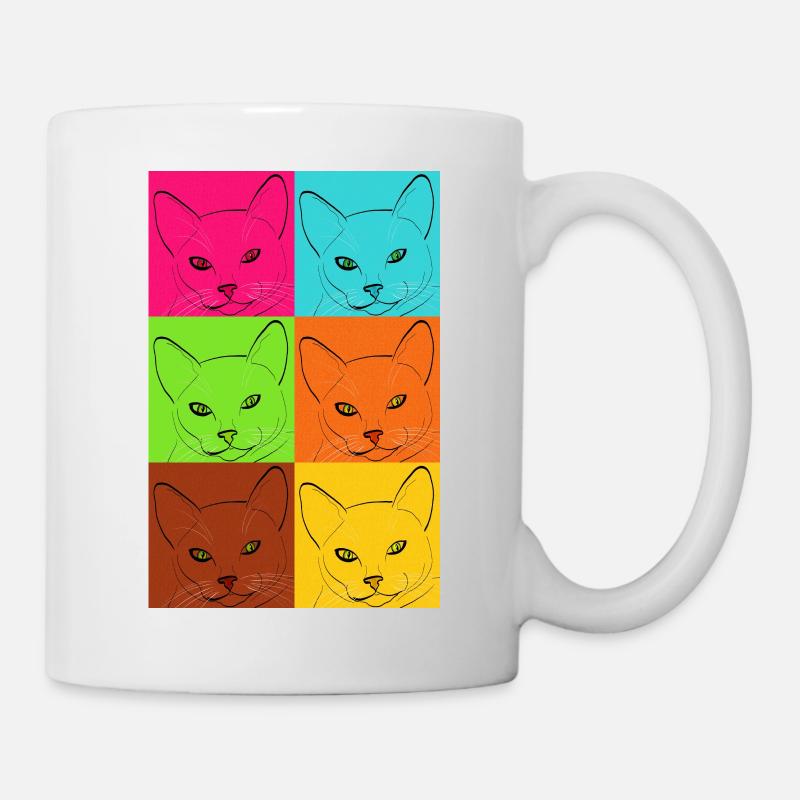 Line Art Katze Pop Art - Tasse - Weiß