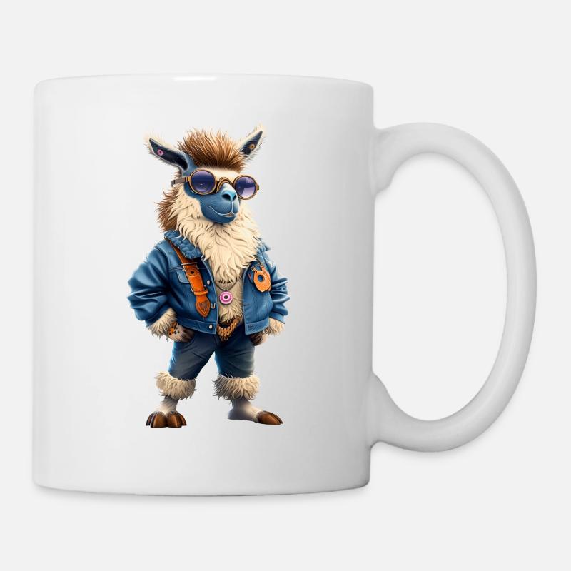 Hipster Lama - Tasse - Weiß