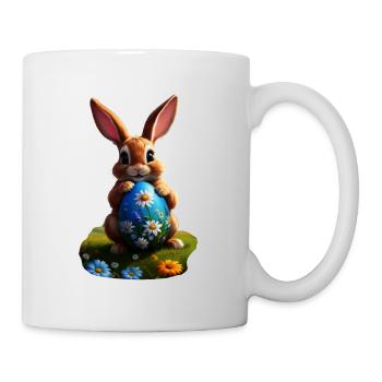 Lapin de Pâques avec oeuf, ovale - Mug blanc - blanc - Droite