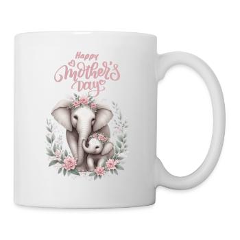 Mother's Love Elephant & Calf Floral Wreath - Tasse - Weiß - Rechts