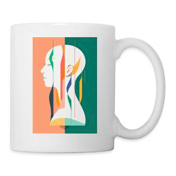 Abstrakte Frau mit haarlosem, rasiertem Kopf. - Tasse - Weiß - Rechts