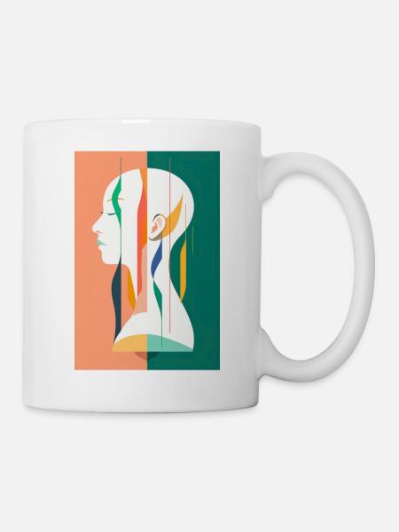 Abstract woman with hairless shaved head. - Mug - white