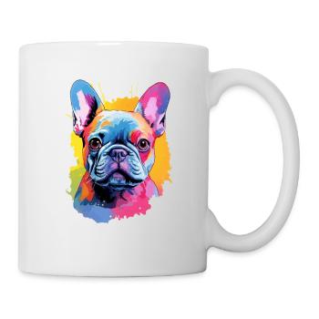 Bunte Französische Bulldogge - Tasse - Weiß - Rechts