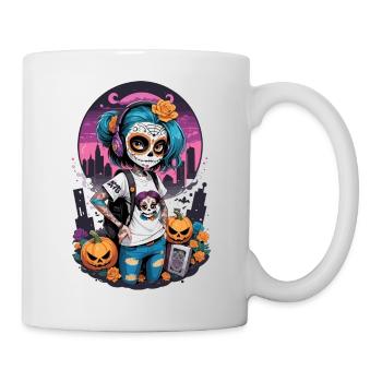 Sugar Skull Girl with Pumpkins - Mug - white - Right