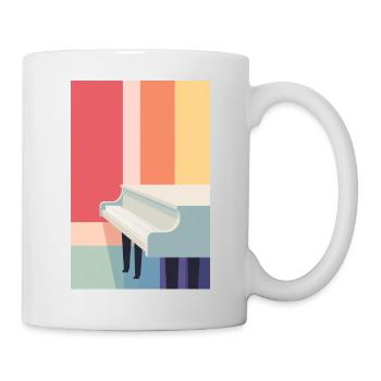 White grand piano on colorful background. - Mug - white - Right