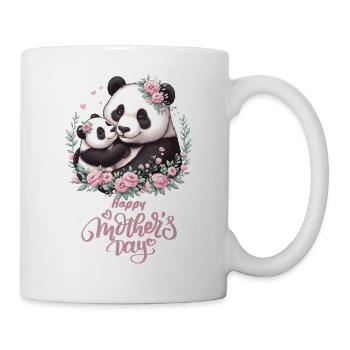 Happy Mother's Day Floral Wreath Mum Panda - Tasse - Weiß - Rechts