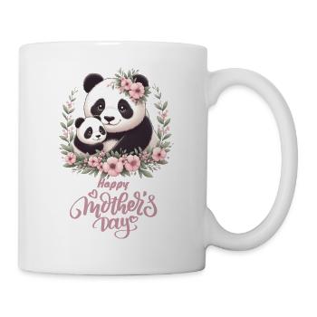 Happy Mother's Day Floral Wreath Mum Panda - Tasse - Weiß - Rechts