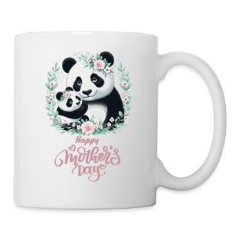 Happy Mother's Day Floral Wreath Mum Panda - Tasse - Weiß - Rechts