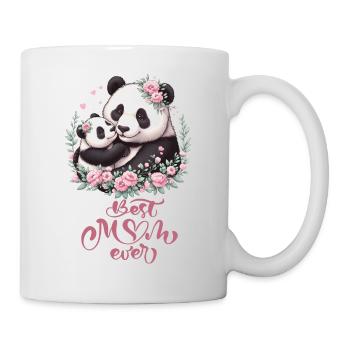 Best Mom Ever Panda Lover Floral Wreath I Mom - Tasse - Weiß - Rechts