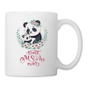 Best Mom Ever Panda Lover Floral Wreath I Mom - Tasse - Weiß - Rechts