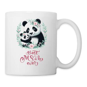 Best Mom Ever Panda Lover Floral Wreath I Mom - Tasse - Weiß - Rechts