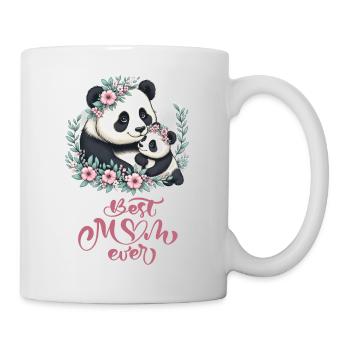 Best Mom Ever Panda Lover Floral Wreath I Mom - Tasse - Weiß - Rechts