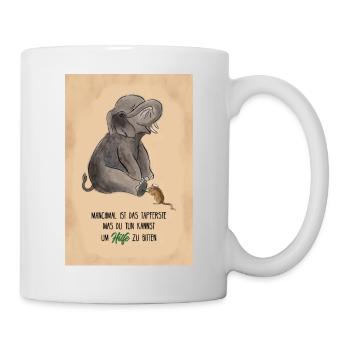 La souris aide l’éléphant : Dire pour plus de bravoure - Mug blanc - blanc - Droite