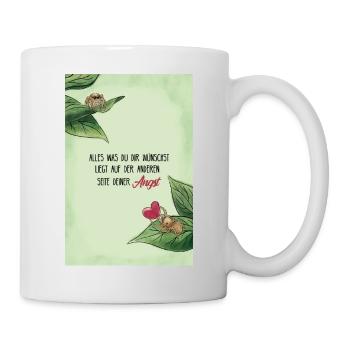 Dicton inspirant pour le courage avec des araignées mignonnes - Mug blanc - blanc - Droite