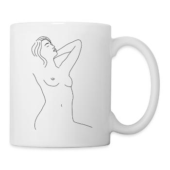 Filigrane, minimalistische Lineart - Zeichnung - Tasse - Weiß - Rechts