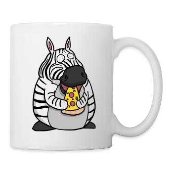 Fat Zebra Eating Pizza Funny Comic Style - Mug - white - Right