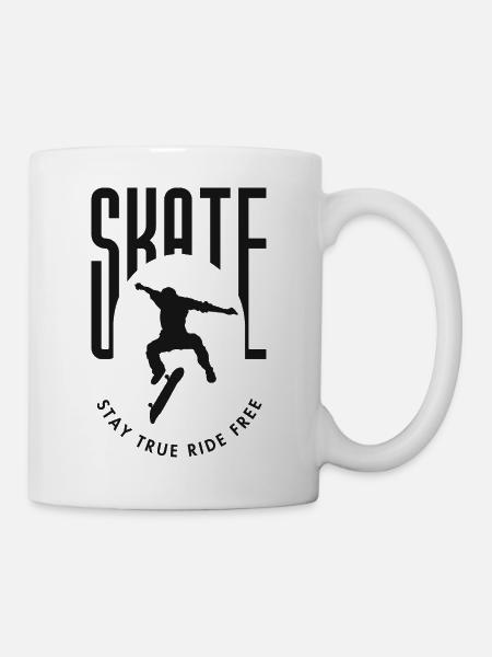 Skateboard Stay True Ride free - Tasse - Weiß