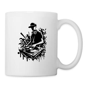 HiP HoP DJ mit Graffiti - Tasse - Weiß - Rechts