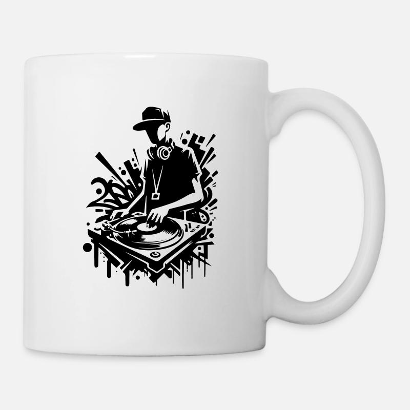 HiP HoP DJ avec Graffiti - Mug blanc - blanc