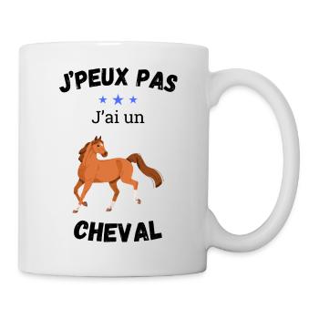 Ich kann nicht, ich habe ein Pferd - Tasse - Weiß - Rechts