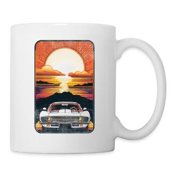 voiture vintage couché de soleil - Mug blanc - blanc - Droite