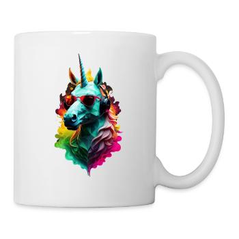 Einhorn Pony cool: Neon Party Sommer - Tasse - Weiß - Rechts
