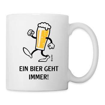 XEin Bier Geht Immer! (Bierchen / Cartoon Lustig) - Tasse - Weiß - Rechts