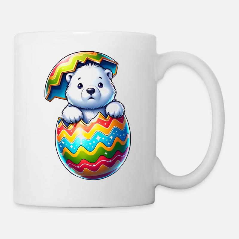 Ours polaire éclosion oeuf de Pâques dessin animé - Mug blanc - blanc
