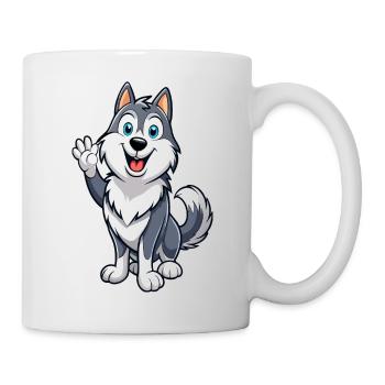 Freundlicher Malamute wedelt mit dem Schwanz - Tasse - Weiß - Rechts