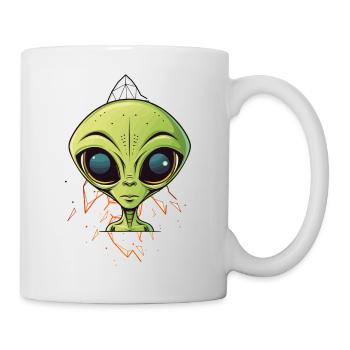 Alien head on spaceship - Mug - white - Right