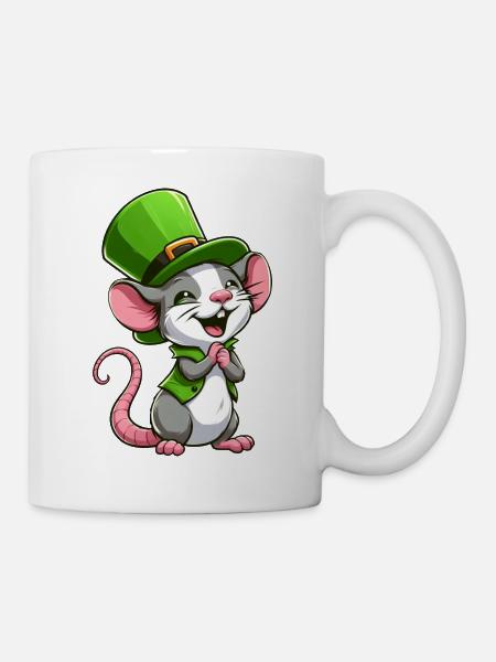 St. Patrick's Niedliche Ratte - Tasse - Weiß