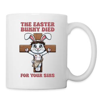 Hase als Jesus am Kreuz Lustige Kreuzigung - Tasse - Weiß - Rechts