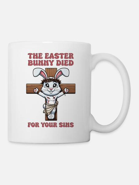 Bunny as Jesus on a Cross Funny Crucifiction - Mug - white