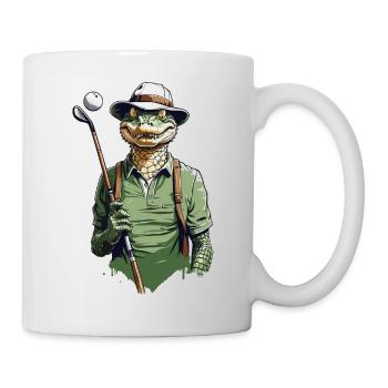 Krokodil Golfer Golfspieler Streetwear Design - Tasse - Weiß - Rechts