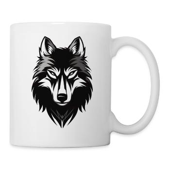 Wolfskopf, Wildwolf-Logo - Tasse - Weiß - Rechts