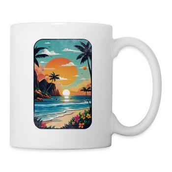 plage vacances soleil mer - Mug blanc - blanc - Droite
