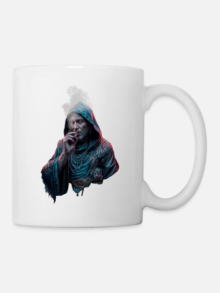 Mönch mit Zigarre - Tasse - Weiß
