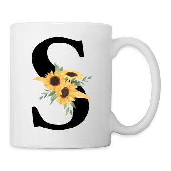 Sunflower Floral S Letter - Mug - white - Right
